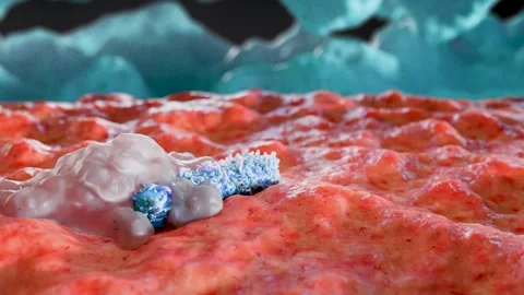 White blood cells attacking bacteria and viruses through phagocytosis Stock Footage 325959749