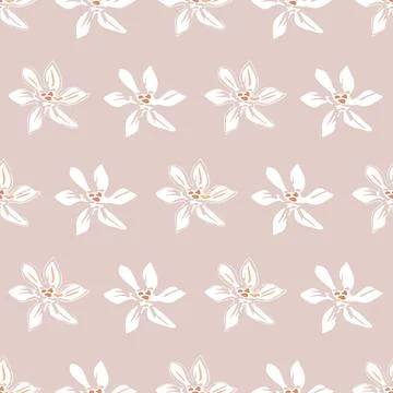 White blooms seamless vector pattern on muted pink Stock Illustration