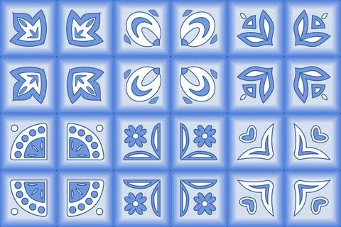 White blue abstract pattern tiles Ilustração Stock