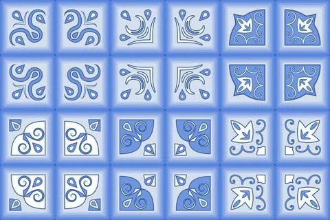 White blue abstract pattern tiles Stock Illustration