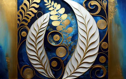 White, blue and gold pattern abstract Stock Illustration