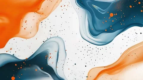 White, Blue, and Orange Abstract Ink Flowing Background Loop Stock Footage 285663447