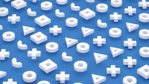 White on a blue background 3d shape Stock Footage