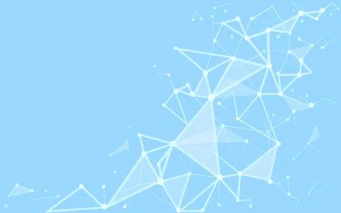 White blue background with connecting dots and lines Stock Illustration