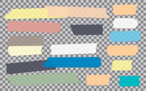 White, blue, black different size adhesive, sticky, masking, duct tape, paper Stock Illustration
