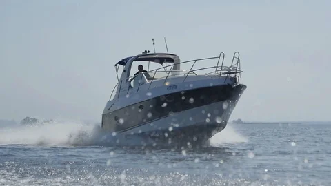  White-Blue Boat Sails Stock Footage 87972014