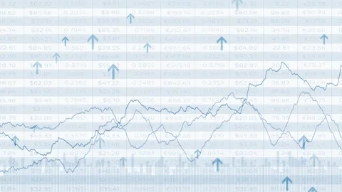 White blue business data lines with up arrows background Stock Footage 334078576