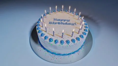 White Blue Cake Overhead Stock Photos
