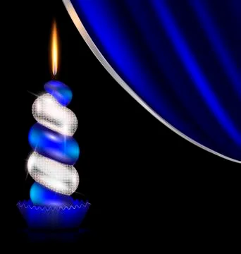 White blue candle and drape Stock Illustration