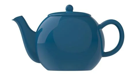 White blue ceramic teapot for drinking tea 3d render illustration Stock Illustration