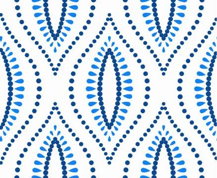 White Blue Dots Ogee Pattern Stock Illustration