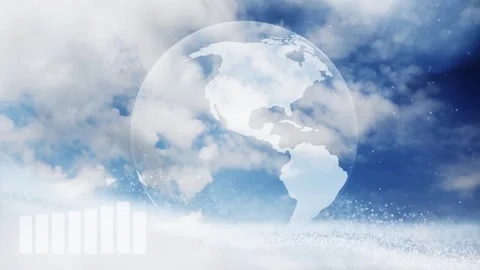 White blue earth globe with positive arrow business charts animation Stock Footage 338106599