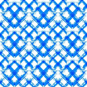 White Blue Gingham Pattern Unusual Brush Strokes Illustrazione stock