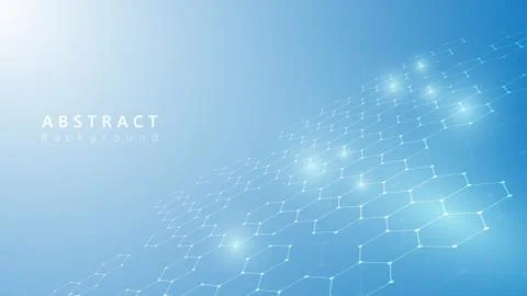 White blue hexagon technology background,abstract connention science technolo Stock Illustration