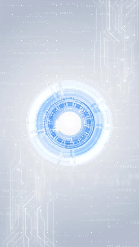 White blue HUD technology background bright circular interface, pale circuit lin Stock Footage 340526127