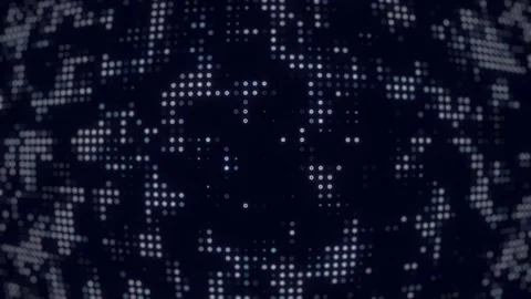 White Blue LED Pixel Dots | Futuristic Digital Animation Background Loop Stock-Footage 311410516