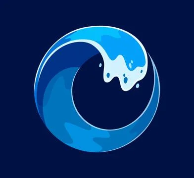 White blue ocean wave font letter O Illustrazione stock