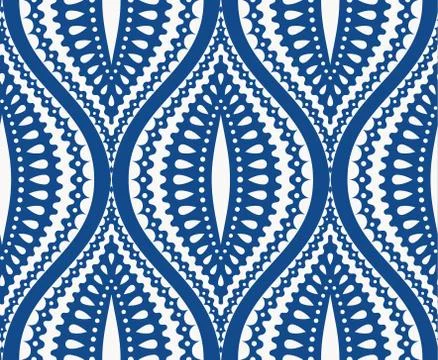White Blue Ogee Pattern Stock Illustration