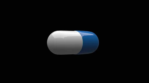White-Blue pills isolated rotating. Seamless looping. Video stock 132939335