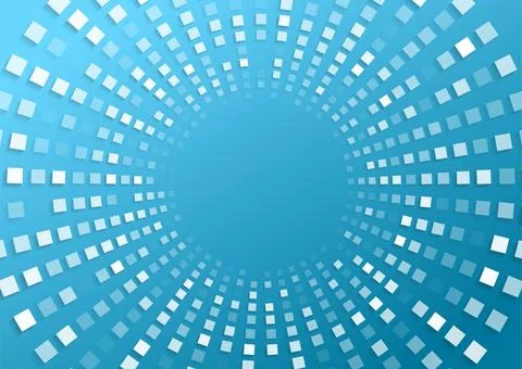 White blue small square dots abstract circular background Stock Illustration