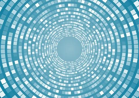 White blue small square dots abstract circular background Stock Illustration