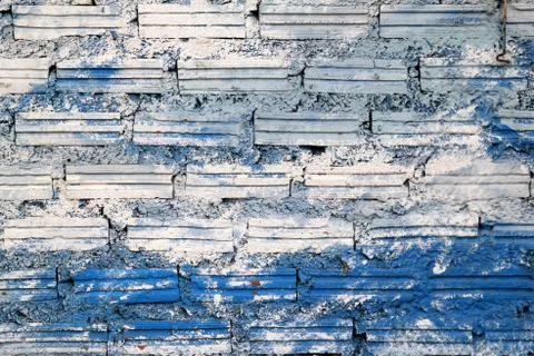 White-blue wall from bricks for background. Stock Photos