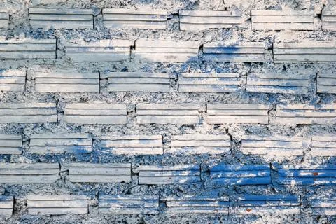 White-blue wall from bricks for background. Stock Photos