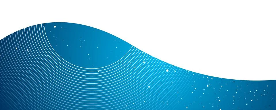 White blue wavy background with white linear circles and dots Stock Illustration