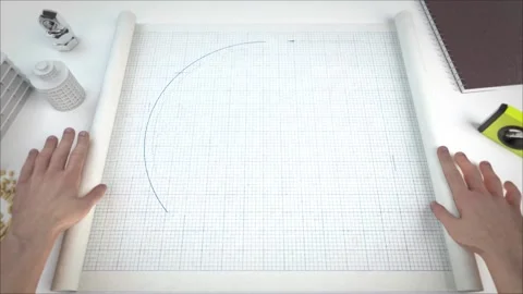 White Blueprint Scroll Opens with two hands Stock Footage 236626195