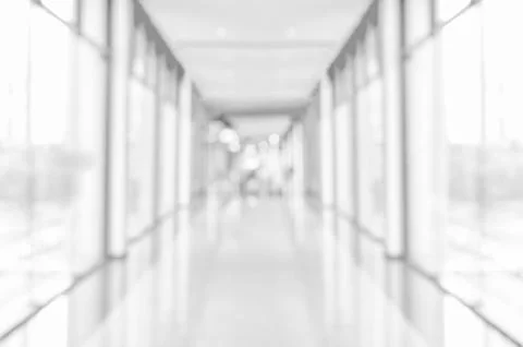 White Blurred Empty Abstract Corridor pathway Background From Perspective Stock Photos