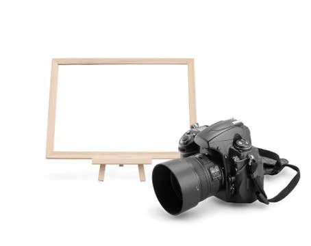 White board with digital camera Stock Photos