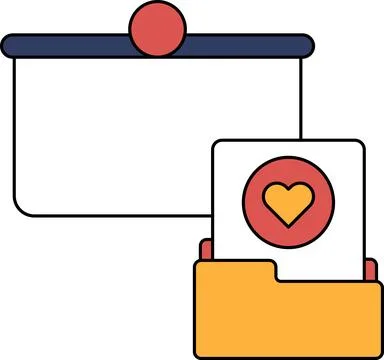 A white board with a heart on it and a folder with a heart on it Stock Illustration