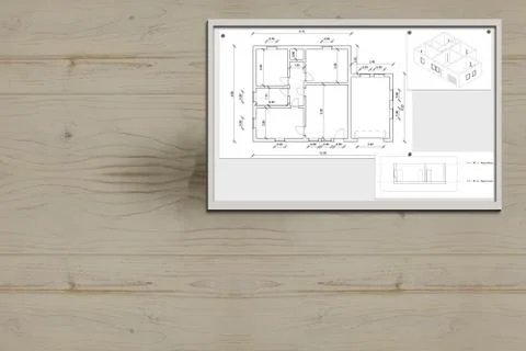 White Board with project on the wall Stock Illustration