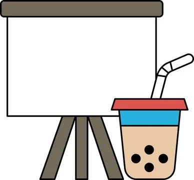 A white board with a straw in a cup next to it Stock Illustration