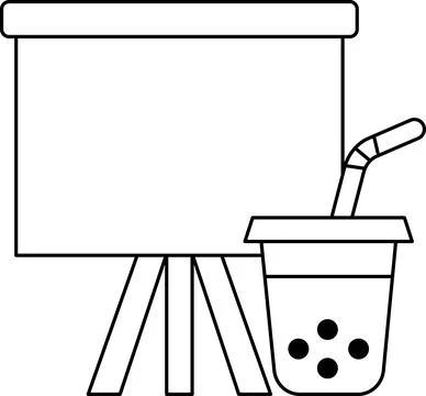 A white board with a straw in a cup next to it Stock Illustration