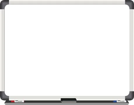 White Board vector with duster and marker isolated on white background. 스톡 일러스트