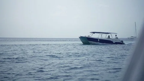 White boat in the ocean Stock-Footage 73110062