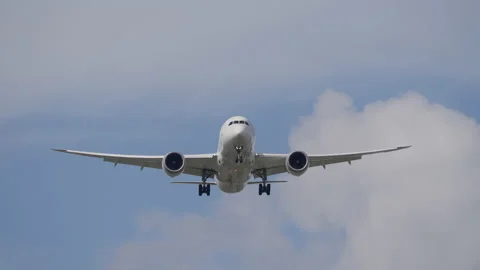 White Boeing 787 Passenger Airplane Appr... | Stock Video | Pond5