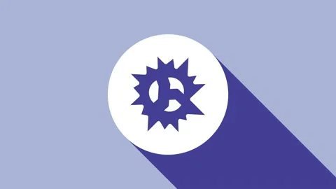 White Bomb explosion with shrapnel and fireball icon isolated on purple Stock Footage 155828858