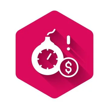 White Bomb with a explosive burning fuse and the dollar currency icon isola.. Stock Illustration