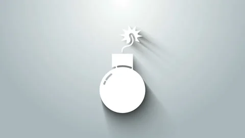 White Bomb ready to explode icon isolated on grey background. 4K Video motion Stock Footage 145859930