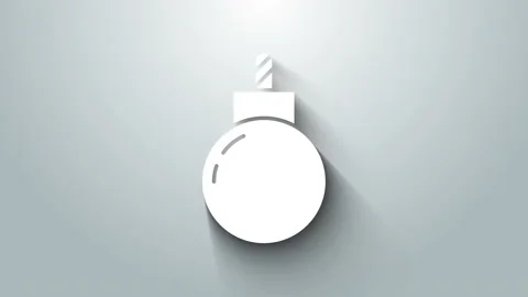 White Bomb ready to explode icon isolated on grey background. 4K Video motion Stock Footage 147227285