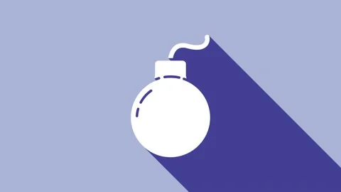 White Bomb ready to explode icon isolated on purple background. 4K Video motion Stock Footage 148296101