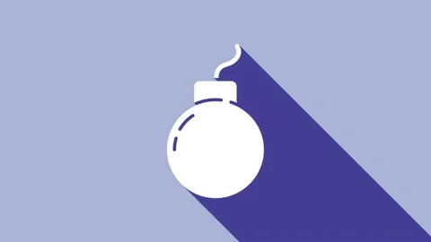 White Bomb ready to explode icon isolated on purple background. 4K Video motion Stock Footage 148303949