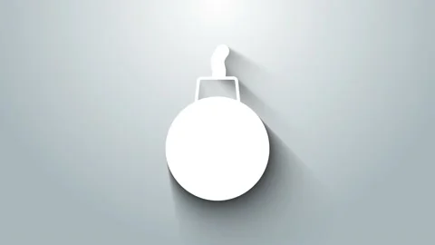White Bomb ready to explode icon isolated on grey background. 4K Video motion Stock Footage 156377325