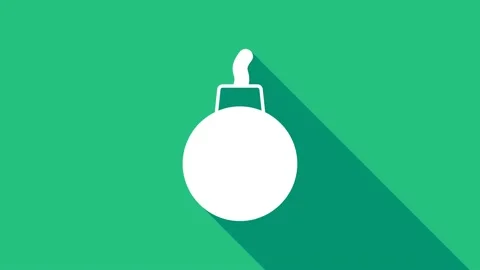 White Bomb ready to explode icon isolated on green background. 4K Video motion Stock Footage 156377328