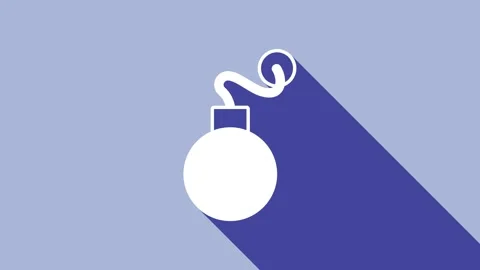 White Bomb ready to explode icon isolated on purple background. 4K Video motion Stock Footage 159317434