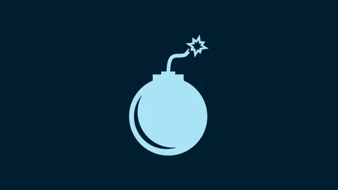 White Bomb ready to explode icon isolated on blue background. 4K Video motion Stock Footage 230010820