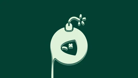 White Bomb ready to explode icon isolated on green background. 4K Video motion 動画素材 235986362