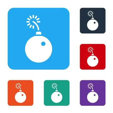 White Bomb ready to explode icon isolated on white background. Set icons in Stockillustratie
